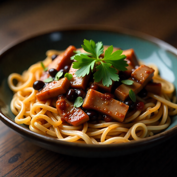 Pork and Black Bean Stir-Fry with Rice Noodles
